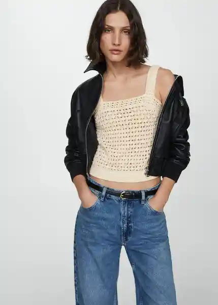 Top Cuadri Crudo Talla S Mujer Mango