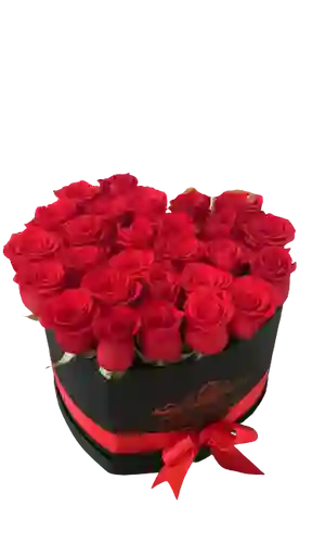 Caja De Corazón De Rosas Mediana,