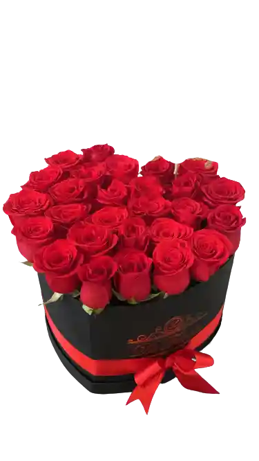 Caja De Corazón De Rosas Mediana,