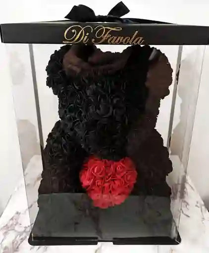 Luxury Teddy Bear, Osito De Rosas Pequeño Negro Corazón Rojo 