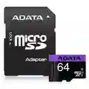 Adata Memoria Microsd 64Gb Clase 10 Con Adaptador Sd