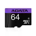 Adata Memoria Microsd 64Gb Clase 10 Con Adaptador Sd