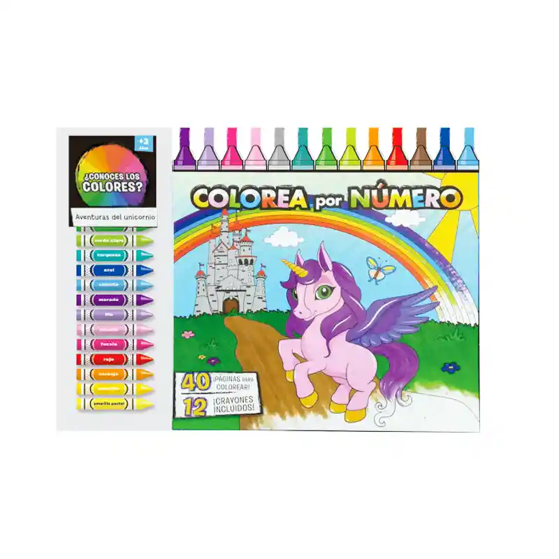 Libro Colorea Por Número Aventuras De Unicornio