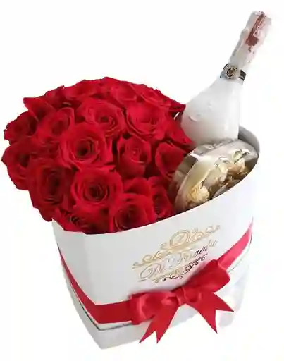 Corazon De Rosas Grande, Champaña Jp Chenet Y Ferrero Corazón