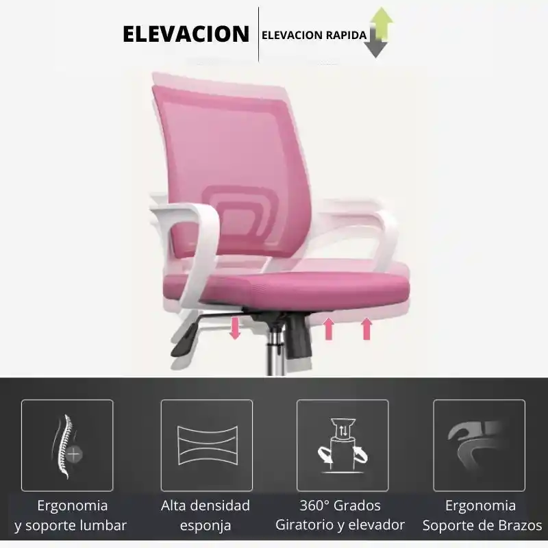 Silla De Oficina Colors Premium Rosado