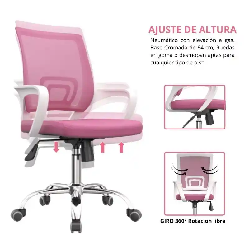 Silla De Oficina Colors Premium Rosado