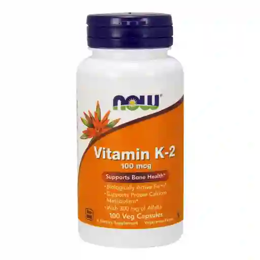 NOW FOODS Vitamina K-2 Salud Vascular Y Osea 100 Mcg 100 Capsulas Veganas