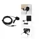 Micrófono De Solapa Para Celular + Adaptador Para Pc 3.5 Mm. Gl-119 Lavalier