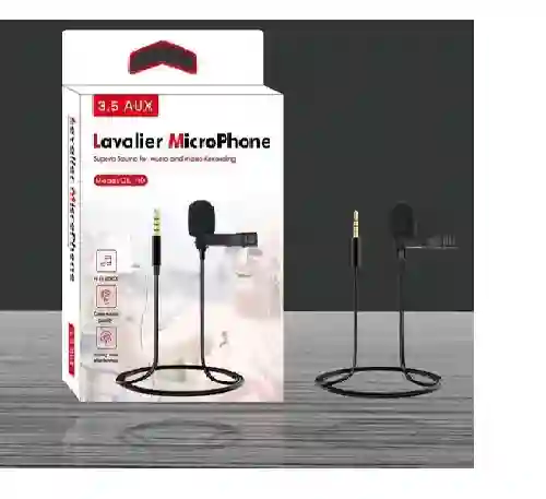Micrófono De Solapa Para Celular + Adaptador Para Pc 3.5 Mm. Gl-119 Lavalier