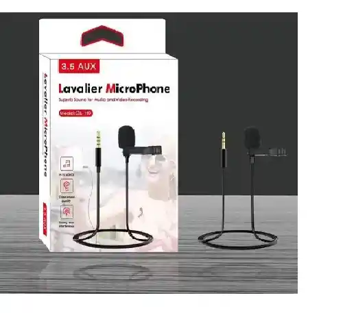 Micrófono De Solapa Para Celular + Adaptador Para Pc 3.5 Mm. Gl-119 Lavalier