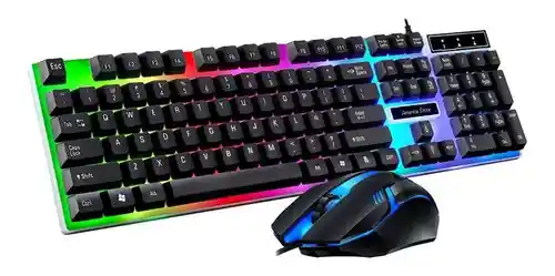 Rgb Combo Pad Mouse Anime 80cm X 30cm + Teclado Y Mouse Gamer Negro