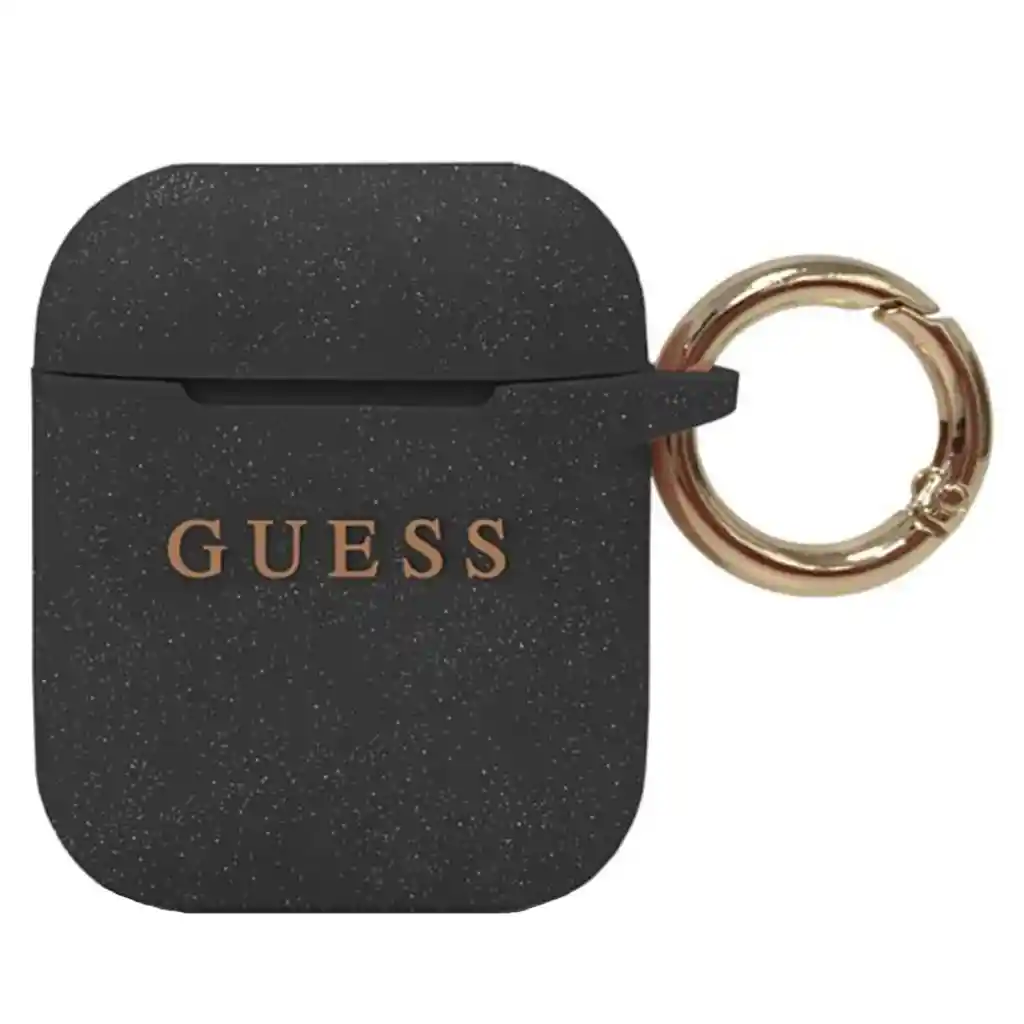 Estuche Protector Para Airpods 1 Y 2 Marca Guess Antichok Silicon Negro