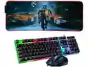 Rgb Combo Pad Mouse Call Of Dutty 80cm X 30cm + Teclado Y Mouse Gamer Negro