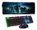 Rgb Combo Pad Mouse Halo 80cm X 30cm + Teclado Y Mouse Gamer Negro