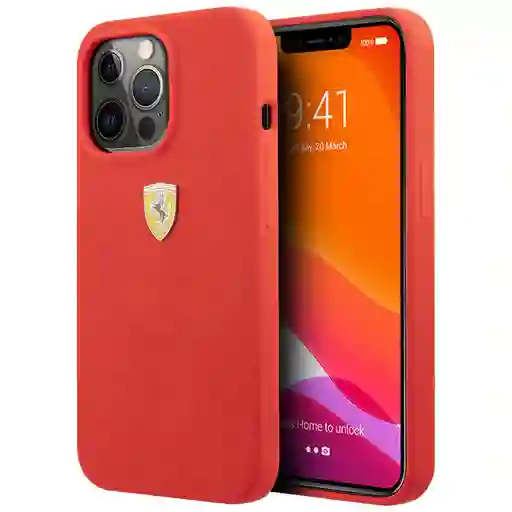 Estuche Protector Para Iphone 13 Pro Marca Ferrari En Silicon Rojo