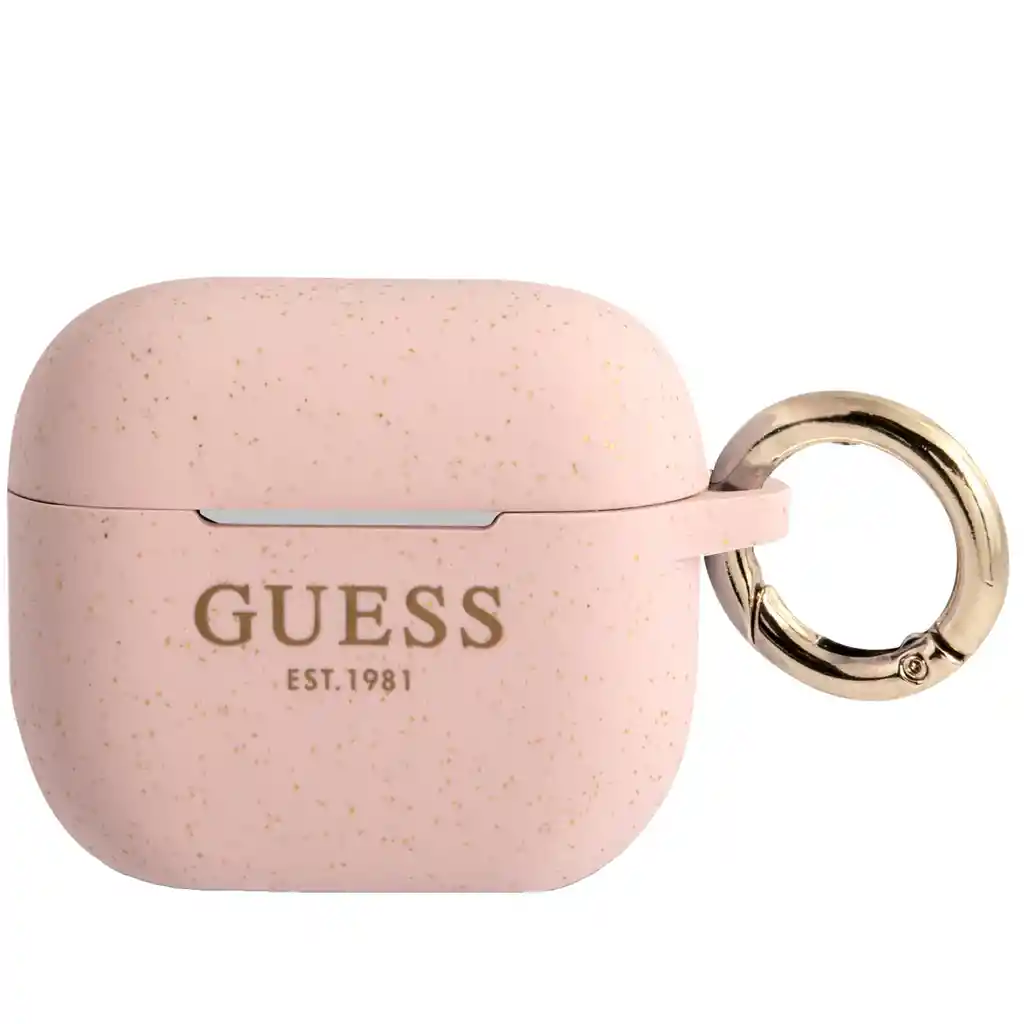 Estuche Protector Para Airpods 3 Marca Guess Antichok Silicon Rosado