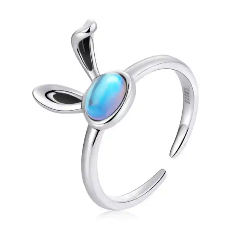 Anillo Ajustable Para Mujer Conejo Fabricado En Plata 925