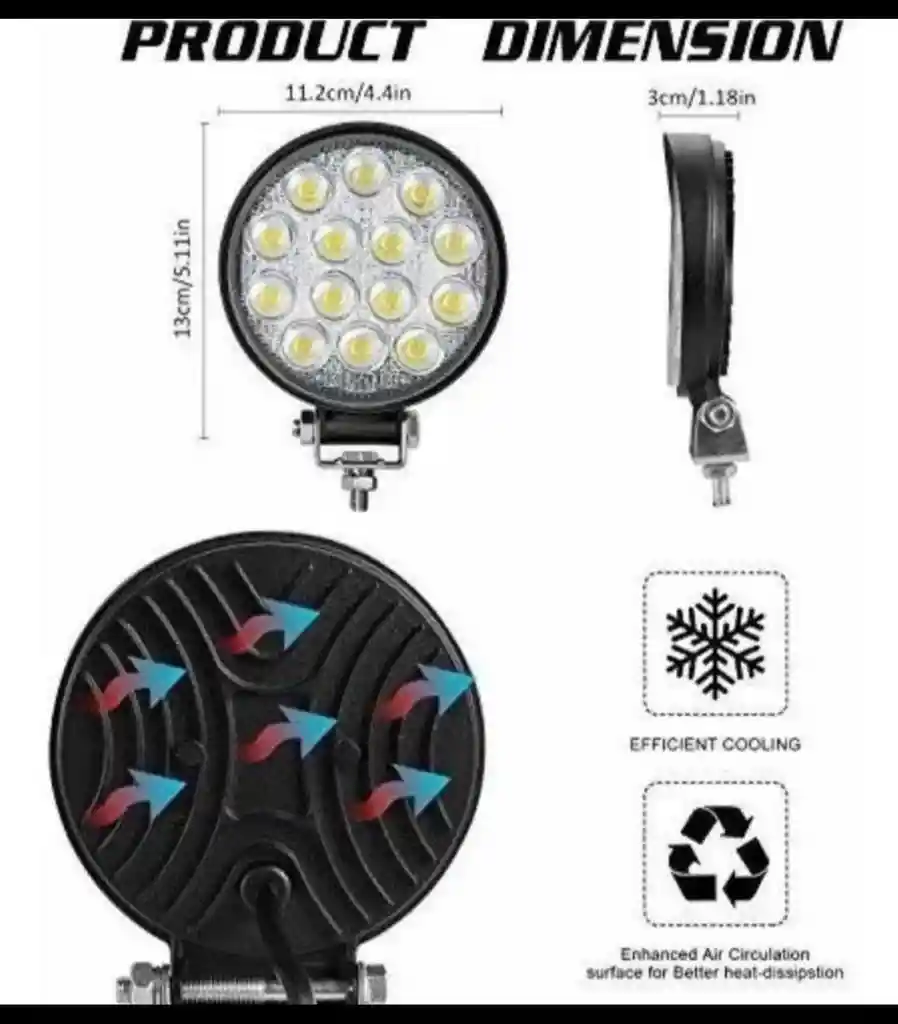 2 Exploradoras 14led Redondas 14000lumens