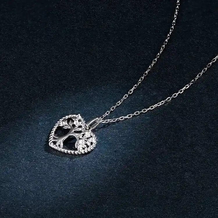 Collar Para Mujer Dije Árbol De La Vida Corazón Fabricado En Plata 925