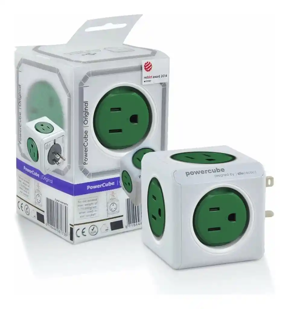 Multitoma Powercube 5 Salidas Verde