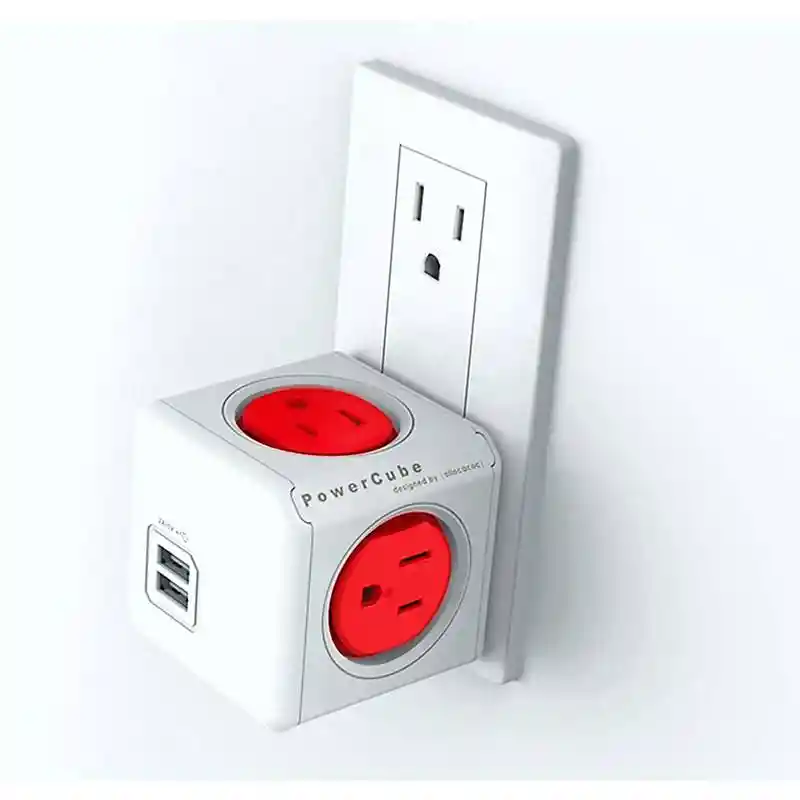 Multitoma Powercube By Allocacoc 4 Tomas + 2 Usb Rojo