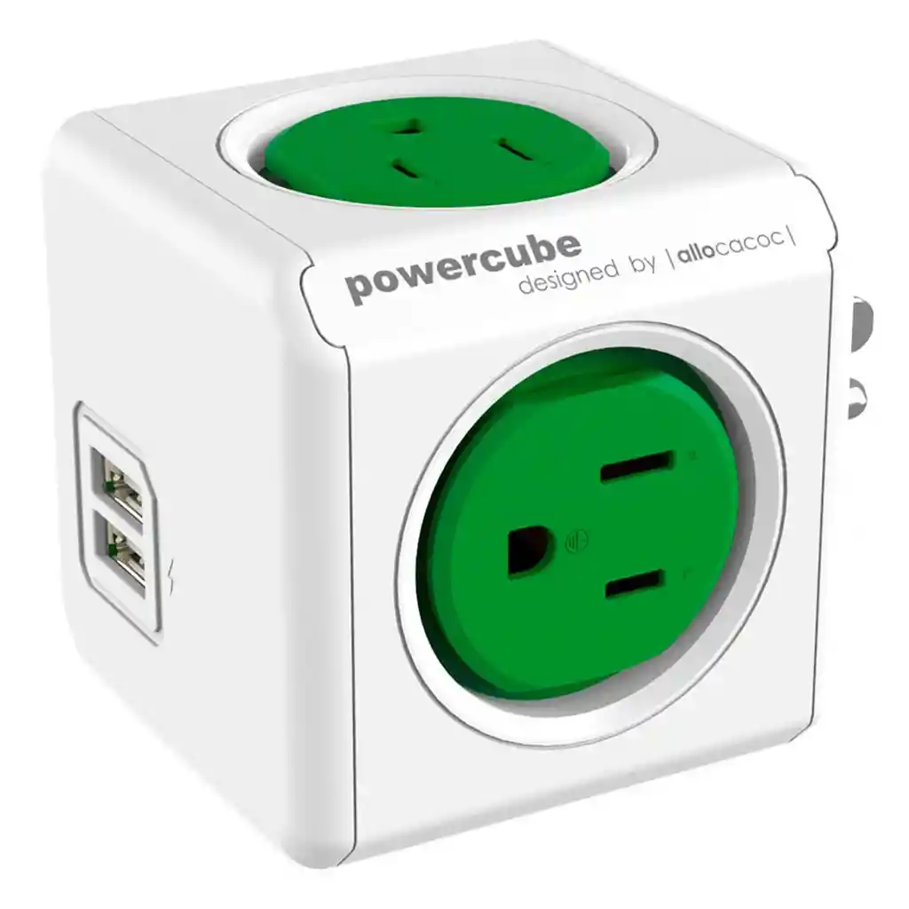 Multitoma Powercube By Allocacoc 4 Tomas + 2 Usb Rojo Verde