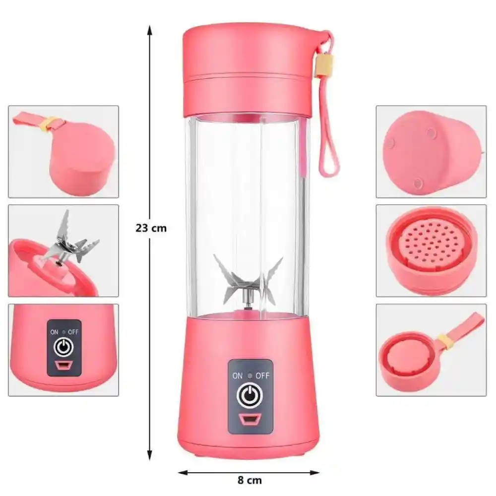 Licuadora Batidora Personal Recargable Juice Blender - Rosa