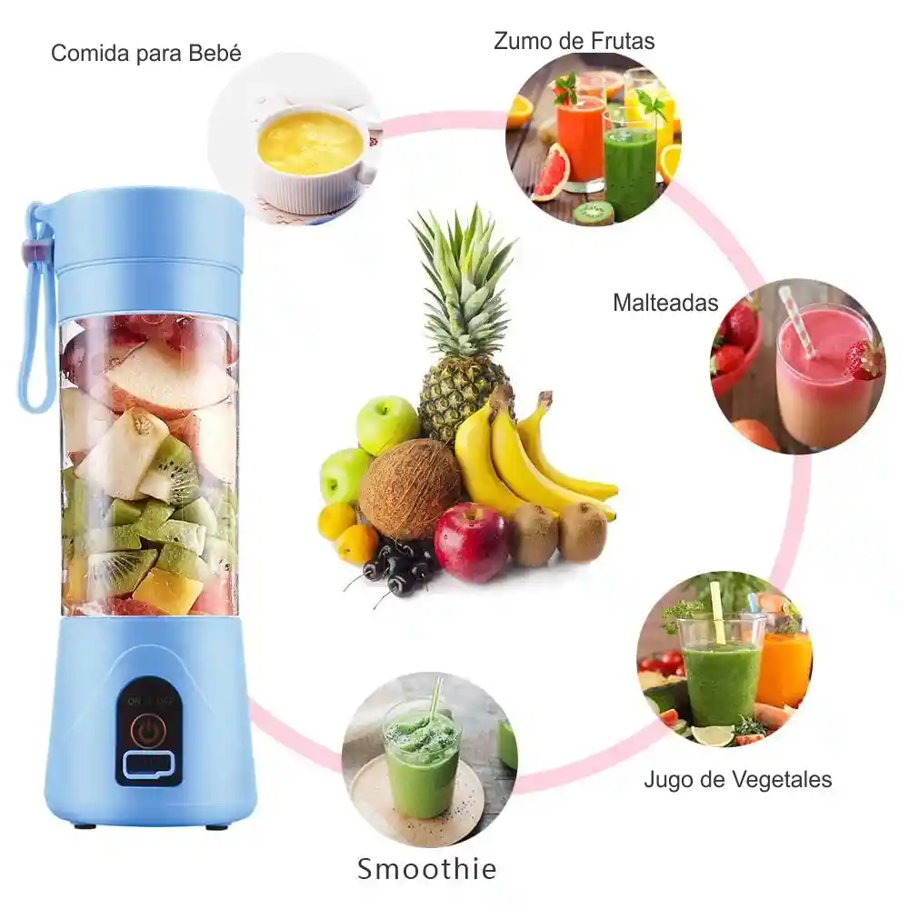 Licuadora Batidora Personal Recargable Juice Blender - Azul