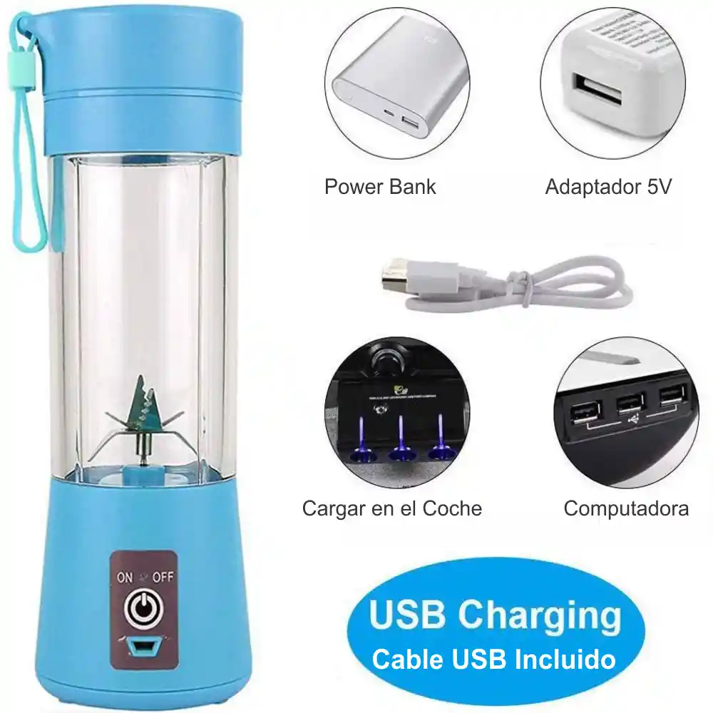 Licuadora Batidora Personal Recargable Juice Blender - Azul