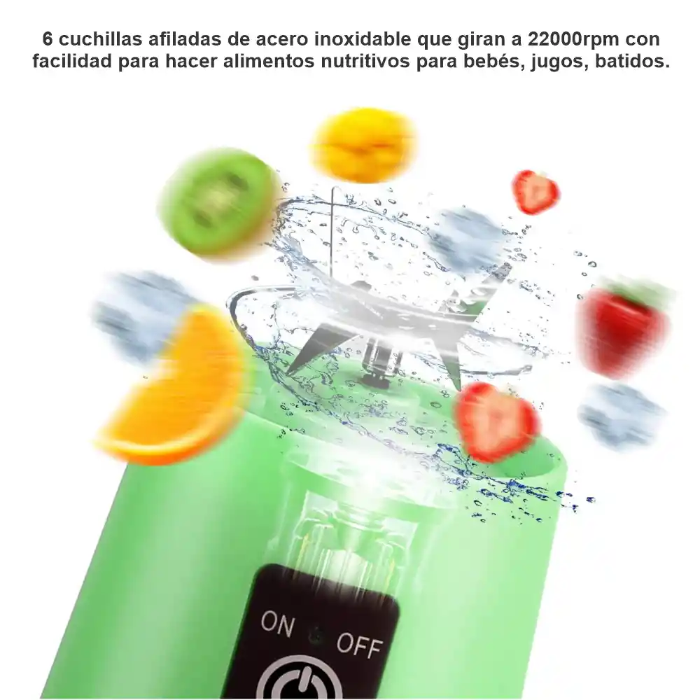 Licuadora Batidora Personal Recargable Juice Blender - Verde