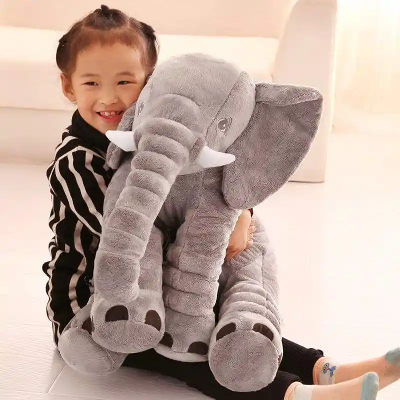 Almohada Abrazadora Elefante Relajante 60 Cm Bebes Niños Gris Divino