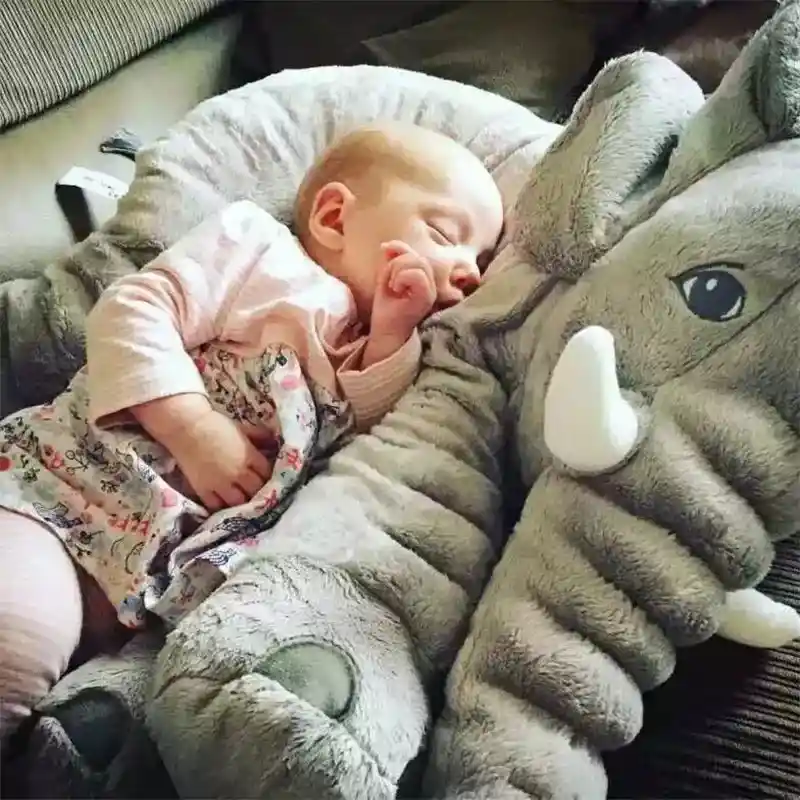 Almohada Abrazadora Elefante Relajante 60 Cm Bebes Niños Gris Divino