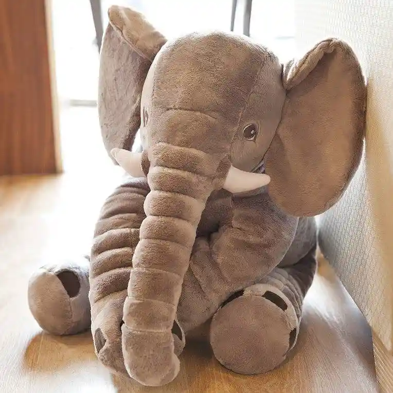 Almohada Abrazadora Elefante Relajante 60 Cm Bebes Niños Gris Divino