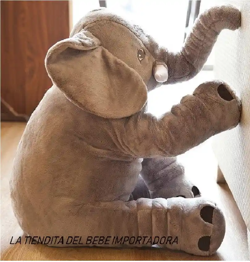 Almohada Abrazadora Elefante Relajante 60 Cm Bebes Niños Gris Divino