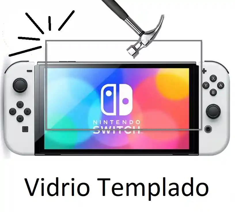 Estuche Nintendo Switch Oled + Vidrio Templado + 2 Gomas Protectoras Para Joycon