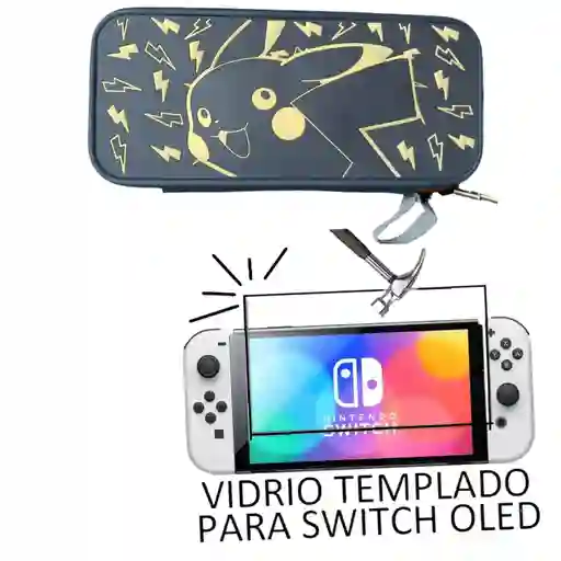 Estuche Nintendo Switch Oleddiseño Pokemon + Vidrio Templado