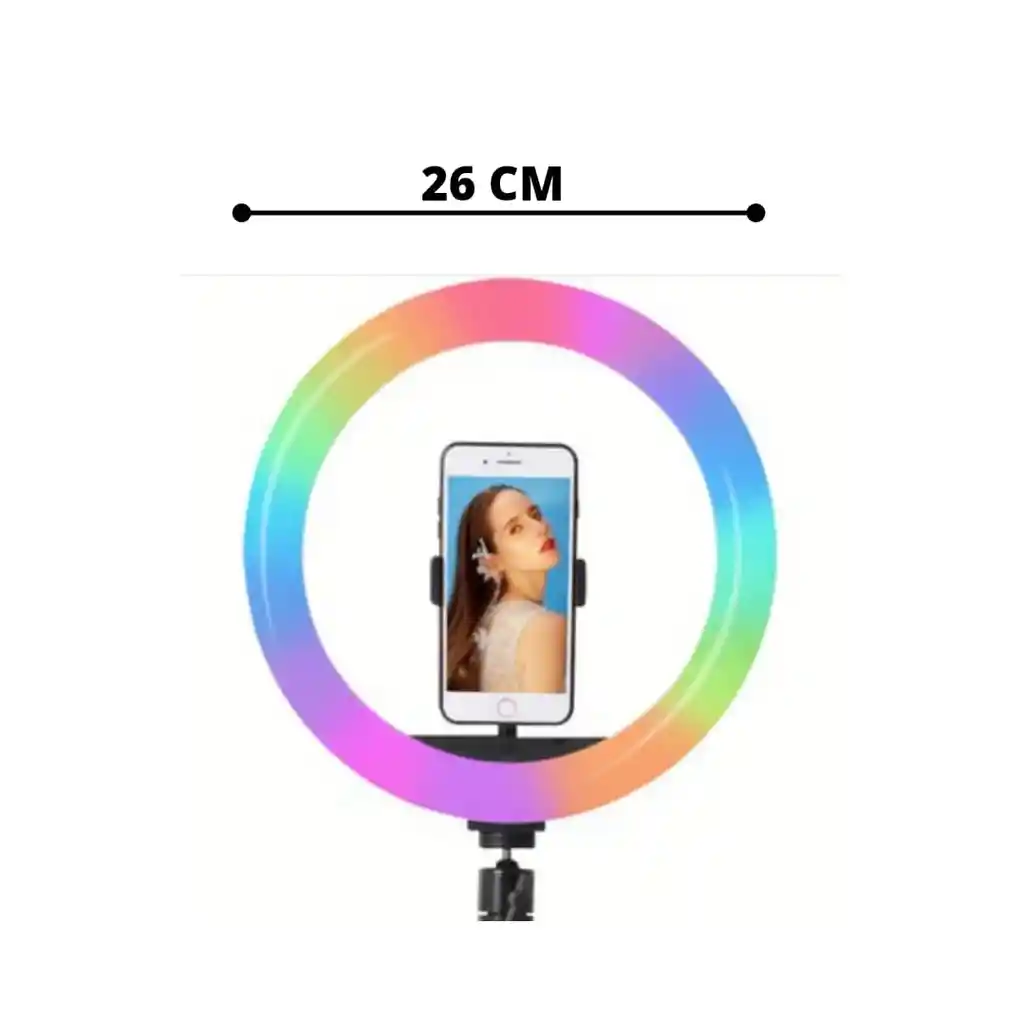 Aro De Luz Led Rgb Colores 26cm Incluye Tripode 2.1m