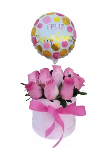 Flores De Rosas En Caja Premium "feliz Cumpleaños".