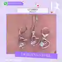 Juego Joyeria De Plata 925, Aretes Con Cadena Y Dije (jcd293)