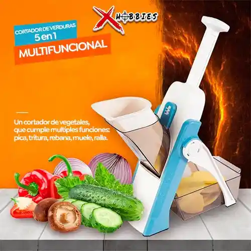 Máquina Rebanadora Cortadora Manual De Verduras Multifuncional Picatodo Mandoline 5 En 1 Azul Cielo