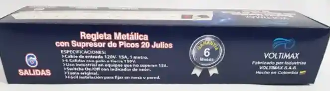 Regleta Metalica Supresor De Picos 6 Salidas 1800w Voltimax