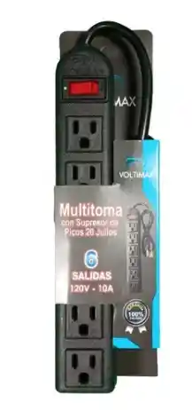 Regleta Supresor Picos 6 Salidas 1mtrs 10a 125v Voltimax