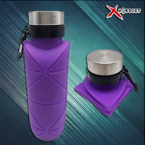 Botella De Agua Plegable De Silicona Con Tapa A Rosca 700ml Morado