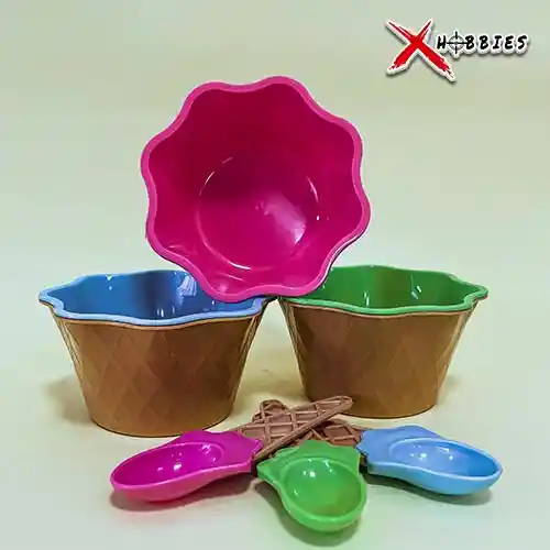 Set De Cocas Para Helado Con Cucharas X3