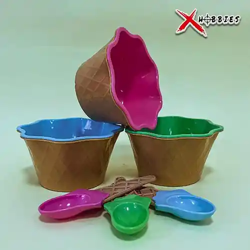 Set De Cocas Para Helado Con Cucharas X3