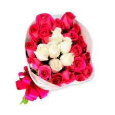 Rosas Fucsias Y Blancas En Bouquet