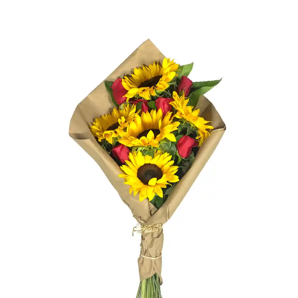 Girasoles Y Rosas A2 En Bouquet