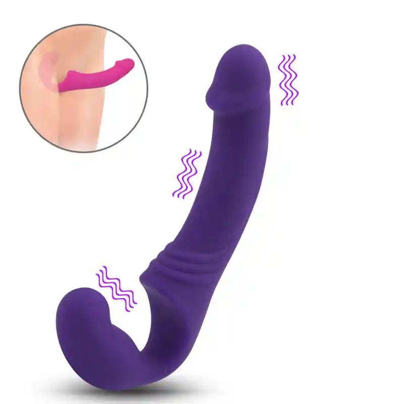 Double Rider Strapless Strap-on Vibrator Morado