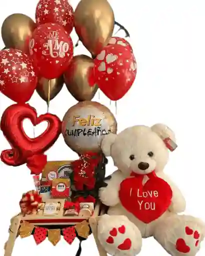 Desayuno Sorpresa Con Peluche Y Globos Metalizados