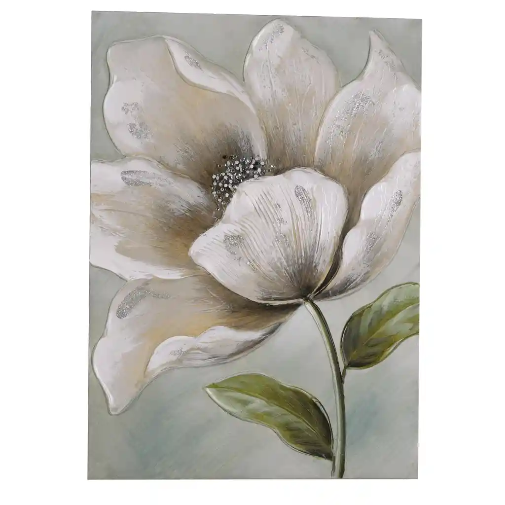 Cuadro Vertical Flor Menta Piedras